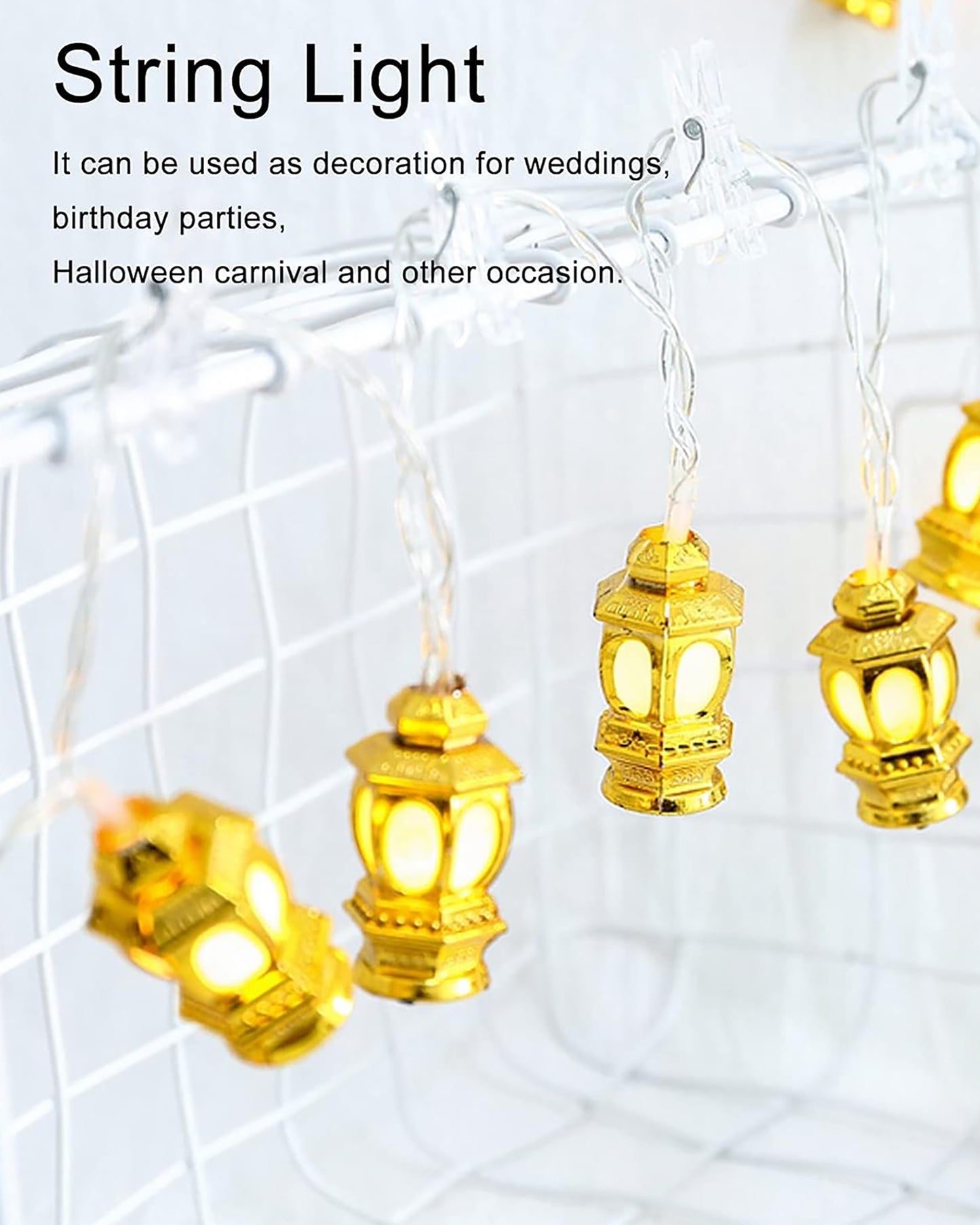 String Lights, Moroccon Copper Lights 5M 14LED Indoor Outdoor Fairy Globe String Lights,for Garden,Diwali,Christmas,Wedding,Home, Party Decoration (Warm White), Oil Lamp