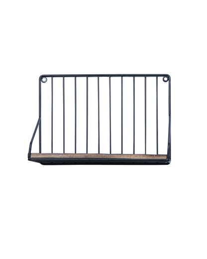 Metal Iron Wall Mount Shelf Bookshelf Floating Storage Rack Organization for Kitchen Bedroom Home Decor Kid Room DIY Wall Decorations Plants Holder with Wood Base, Single Set of 2