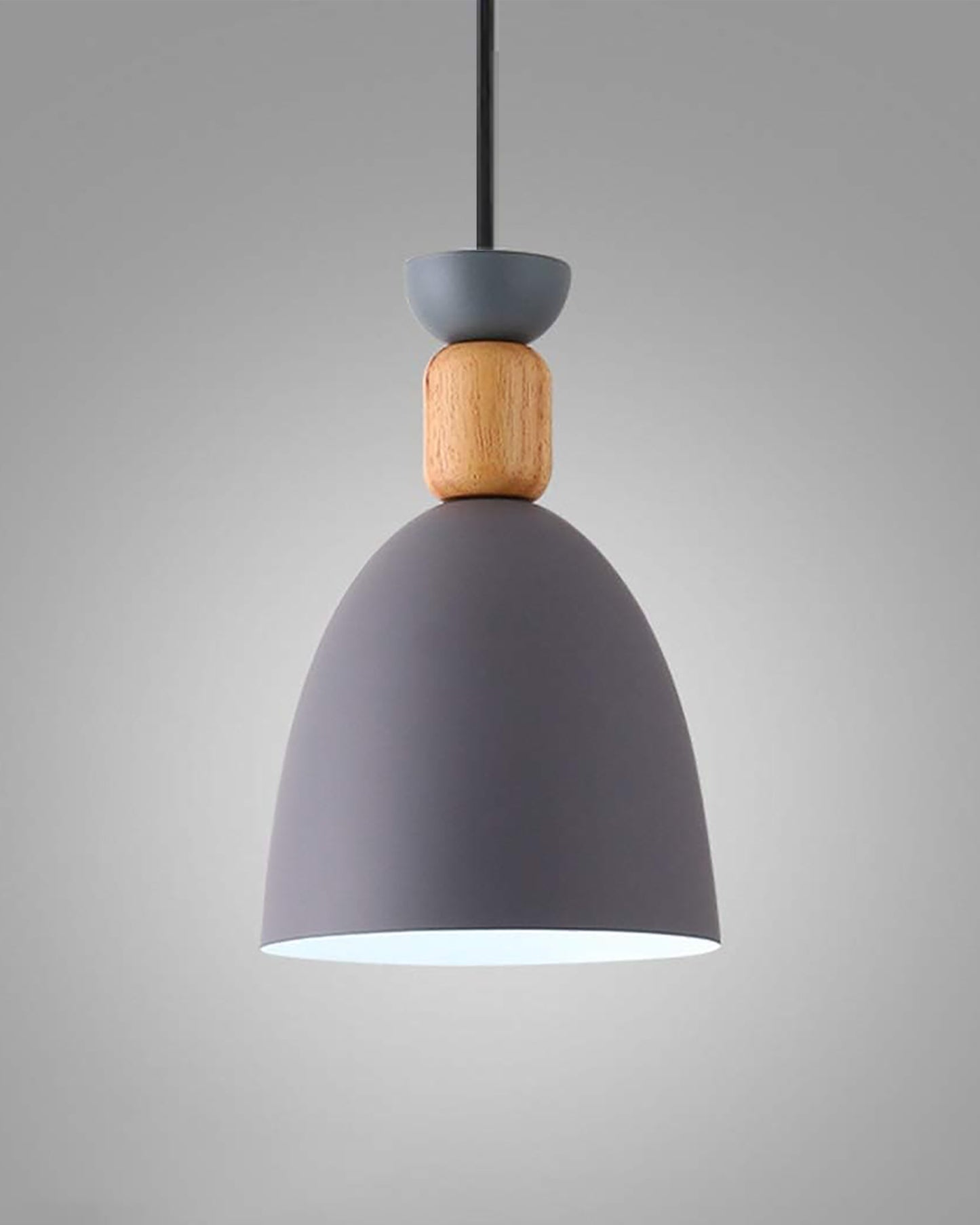 Aluminum Wood Chandelier Elegance Pendant Light Kit Modern Rustic Hanging Lamp E27 Base Hanging Light Grey