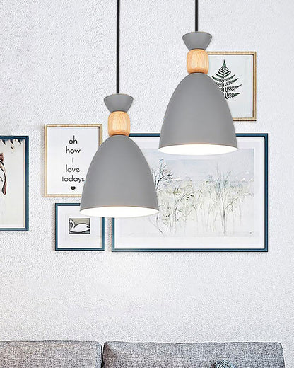 Aluminum Wood Chandelier Elegance Pendant Light Kit Modern Rustic Hanging Lamp E27 Base Hanging Light Grey