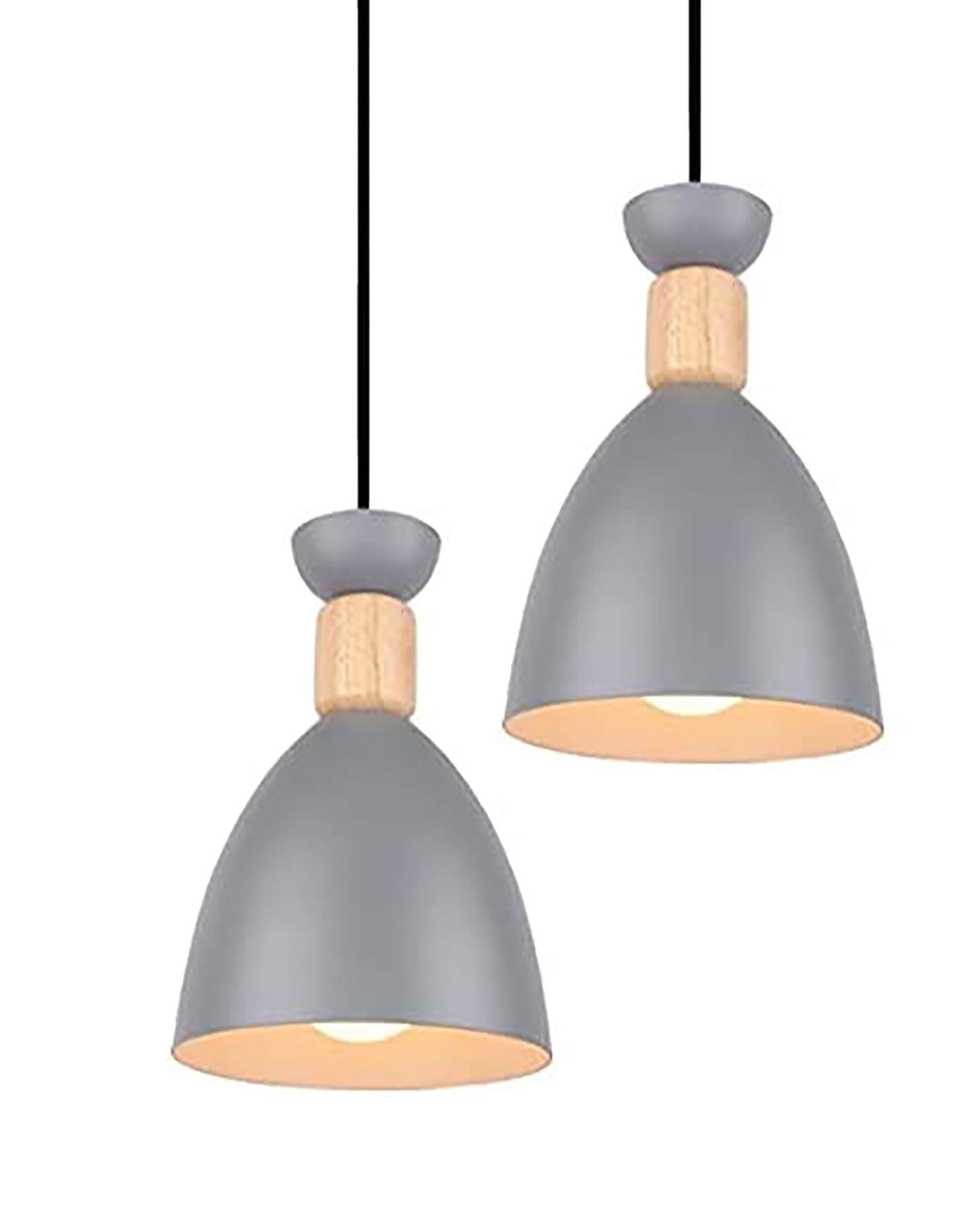 Aluminum Wood Chandelier Elegance Pendant Light Kit Modern Rustic Hanging Lamp E27 Base Hanging Light Grey