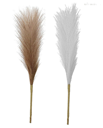 Homesake® Artificial Fluffy Pampas Grass Sticks | Pompous Faux Flowers For Vases | Decoration Items For Living Room Office Balcony Bedroom Table