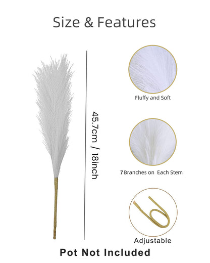 Homesake® Artificial Fluffy Pampas Grass Sticks | Pompous Faux Flowers For Vases | Decoration Items For Living Room Office Balcony Bedroom Table