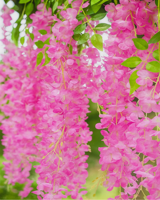 Wisteria Hanging Flowers 3.7 Feet Artificial Flowers Fake Wisteria Vine Hanging Garland Silk Flowers String for Wedding Party Home Greenery Wall Decor