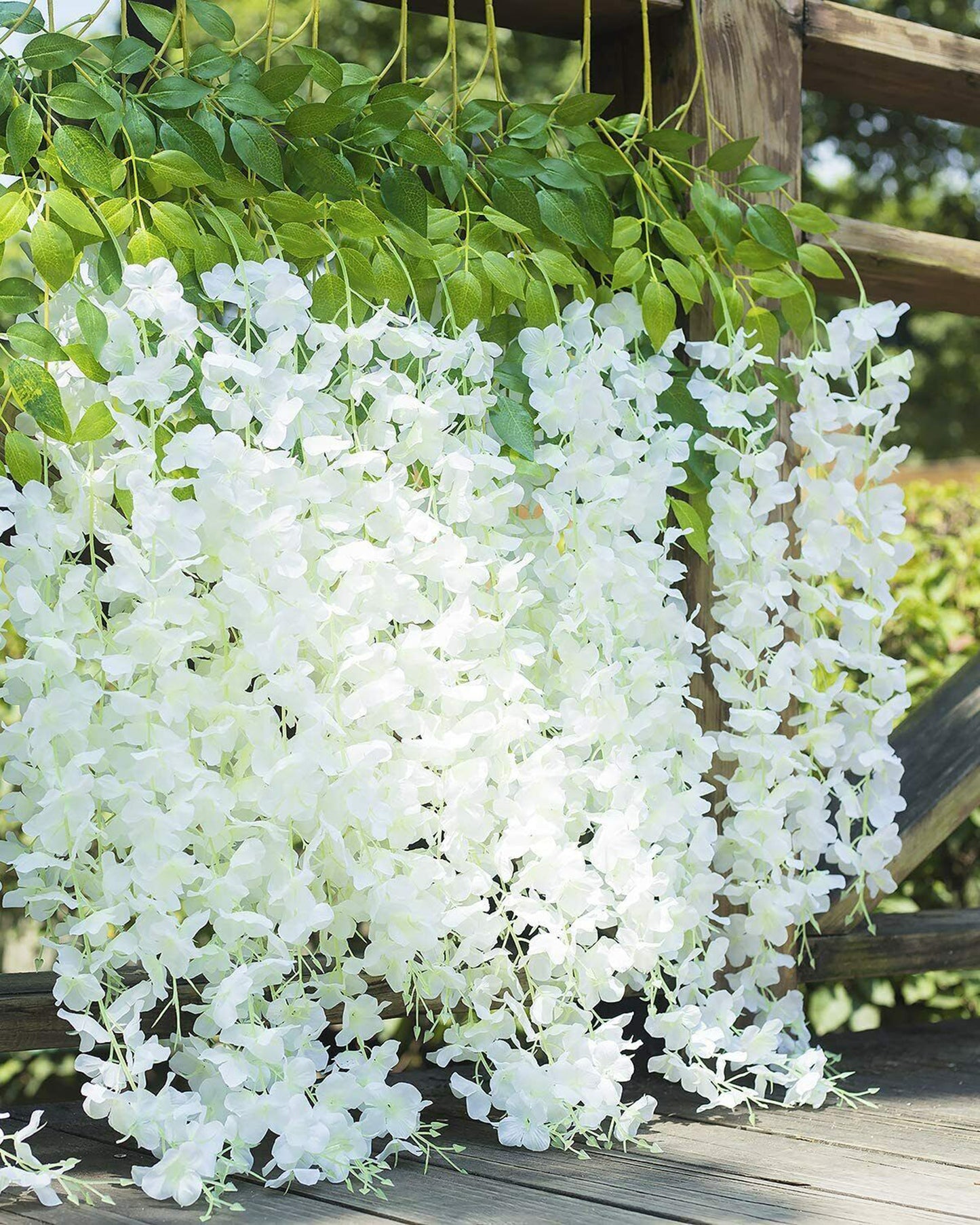 Wisteria Hanging Flowers 3.7 Feet Artificial Flowers Fake Wisteria Vine Hanging Garland Silk Flowers String for Wedding Party Home Greenery Wall Decor