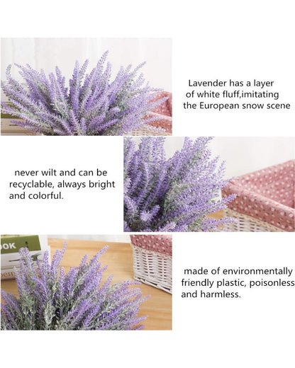 Artificial Lavender Flowers Plants Lifelike UV Resistant Fake Shrubs Greenery Bushes Bouquet to Brighten up Your Home Kitchen Garden Indoor Outdoor Decor(Purple), set of 4