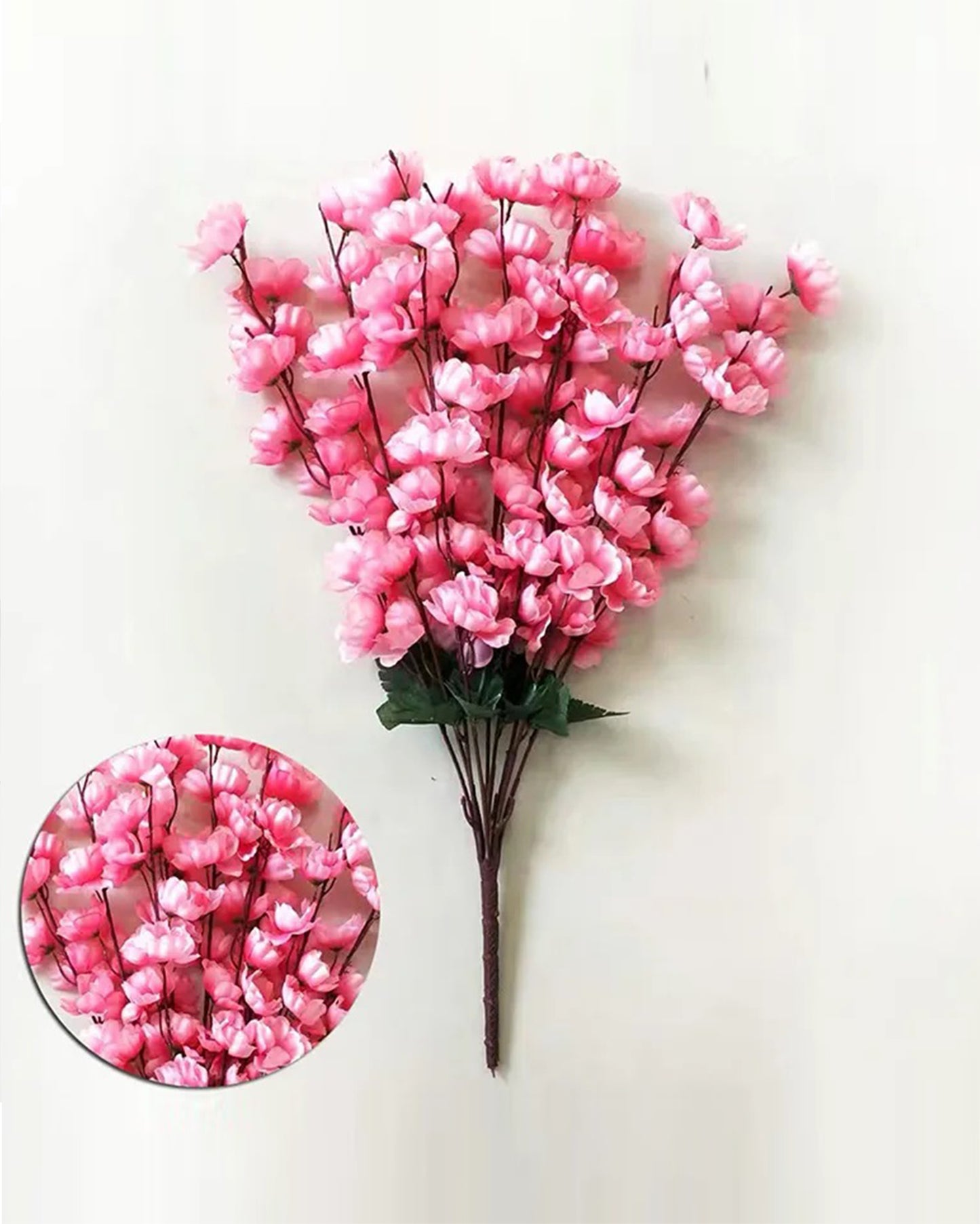 Artificial Peach Blossom Flower Bunch for Vase UV Resistant Fake Shrubs Greenery Bushes Bouquet to Brighten Home Kitchen Garden Indoor Outdoor Decor, 2 bunches - 22inch/55cm, Red