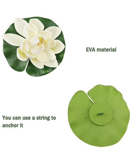 Artificial Floating Foam Lotus Flower with Water Lily Pad, Lifelike Ornanment Perfect for Home Garden Pond Decoration Puja , 10 cm, set of 6