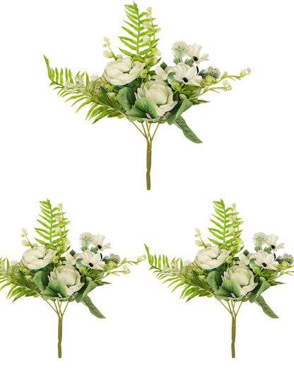 Artificial Flowers Bouquets, Artificial Silk Faux Flowers Rose for Wedding, Home Table Decorations, Wedding Centerpieces Flowers Arrangement Hydrangea, set of 3 bunch