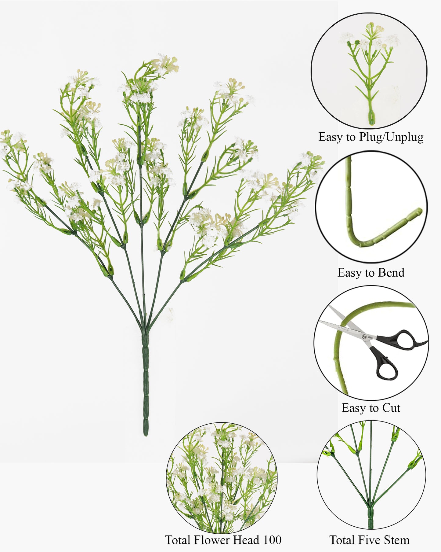 Artificial Flowers Bouquets, Artificial Silk Faux Flowers Millet Flower Bunch for Wedding, Home Table Decorations, Wedding Centerpieces Flowers Arrangement Chinese Flowers