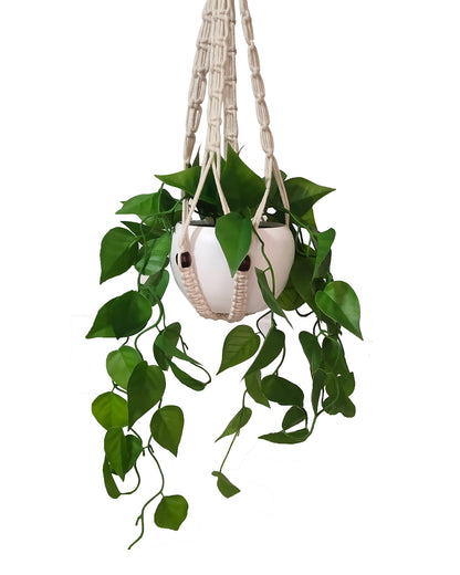 Artificial Fake Hanging Vine Plant Leaves Decoration, Money Plant, Creeper Silk Cloth, Wall Room Balcony Green without pot, SIZE cm