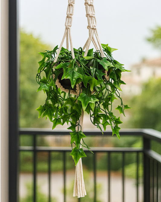 Hanging Plant Fake Star Hanging Plants with Metal Pots, Artificial, Faux Lupine Leaf Hanging Basket Plant Vine Creeper Wall Home Room Indoor Outdoor Decor