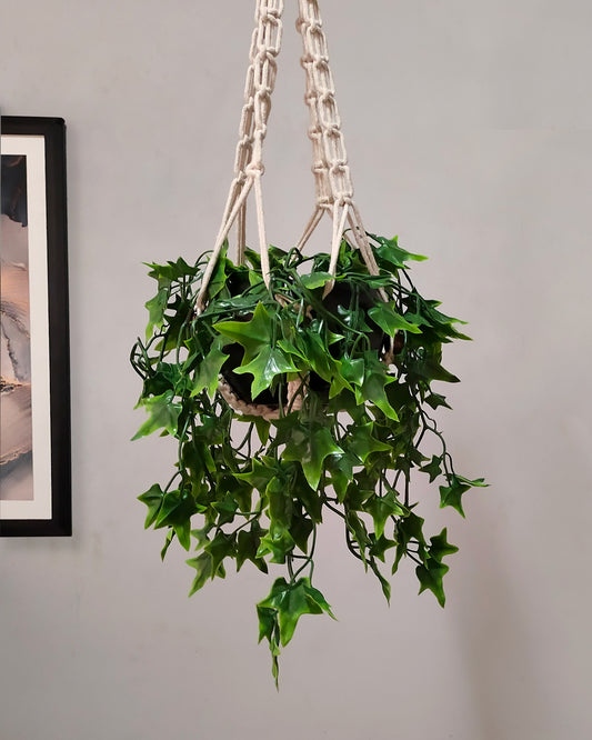 Hanging Plant Fake Star Hanging Plants with Metal Pots, Artificial, Faux Lupine Leaf Hanging Basket Plant Vine Creeper Wall Home Room Indoor Outdoor Decor