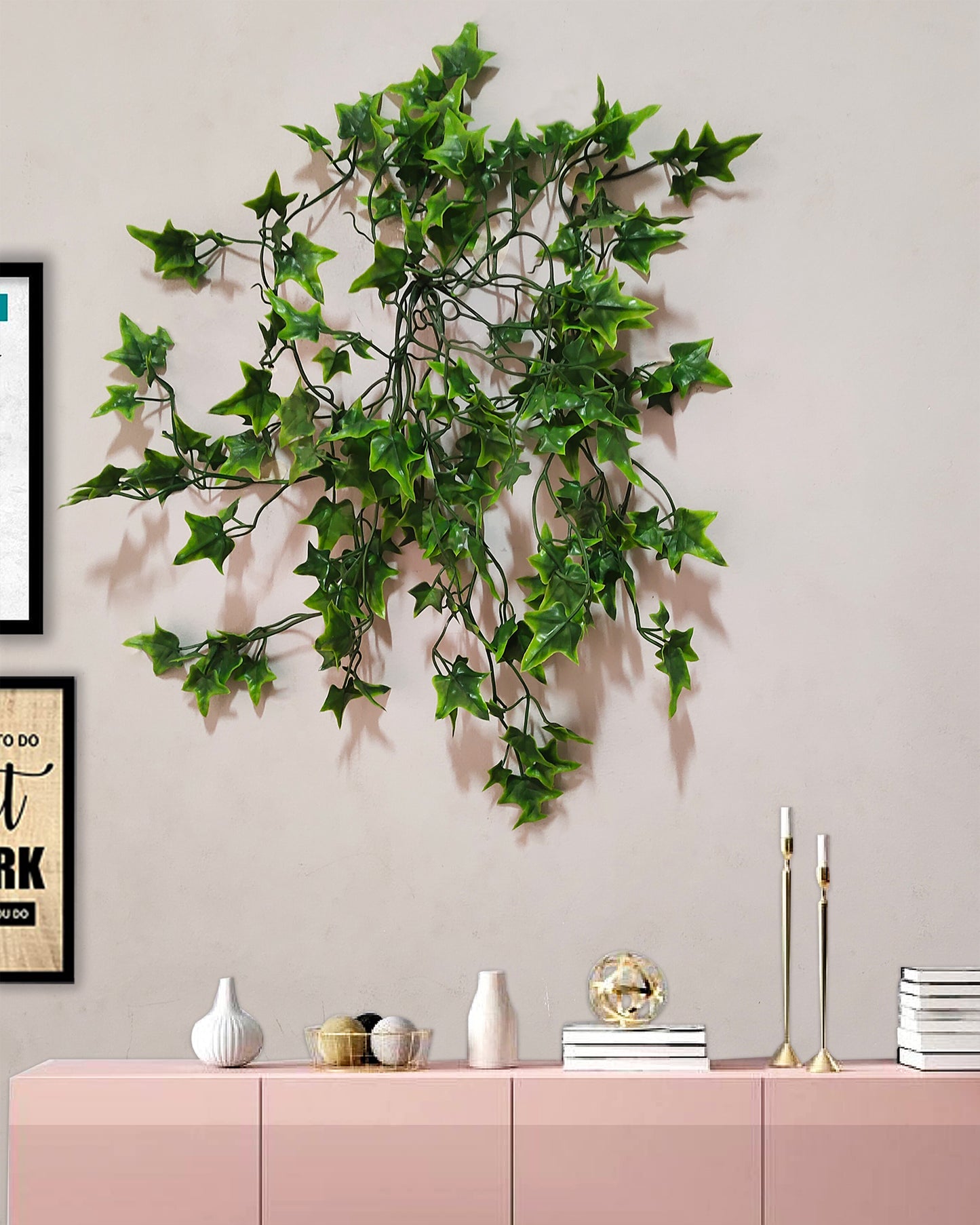Artificial Fake Hanging Vine Plant Leaves Decoration, Star Shape Plant, Creeper Silk Cloth, Wall Room Balcony Green without pot, SIZE cm