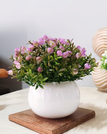 Ice Italian Rose Bunch Artificial faux Decorative Green Flower Plant, Table Centerpieces, Floral Arrangements, White Metal Pot