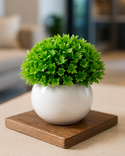 Fake Plants for Bathroom/Home Office Decor, Small Artificial Faux Greenery for House Decoration Office Cubicle Shelf Window, Boxwood, set of 2 with metal Pot