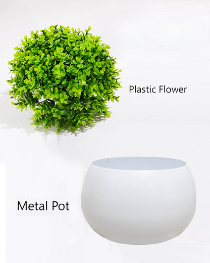 Fake Plants for Bathroom/Home Office Decor, Small Artificial Faux Greenery for House Decoration Office Cubicle Shelf Window, Boxwood, set of 2 with metal Pot