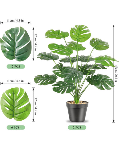 Artificial Ornamental Monstera Plant/Green Faux Tropical Plant Tree for Home Decor Living Room Corner Office Small Medium Size 28 inch (Without Pot, 1)