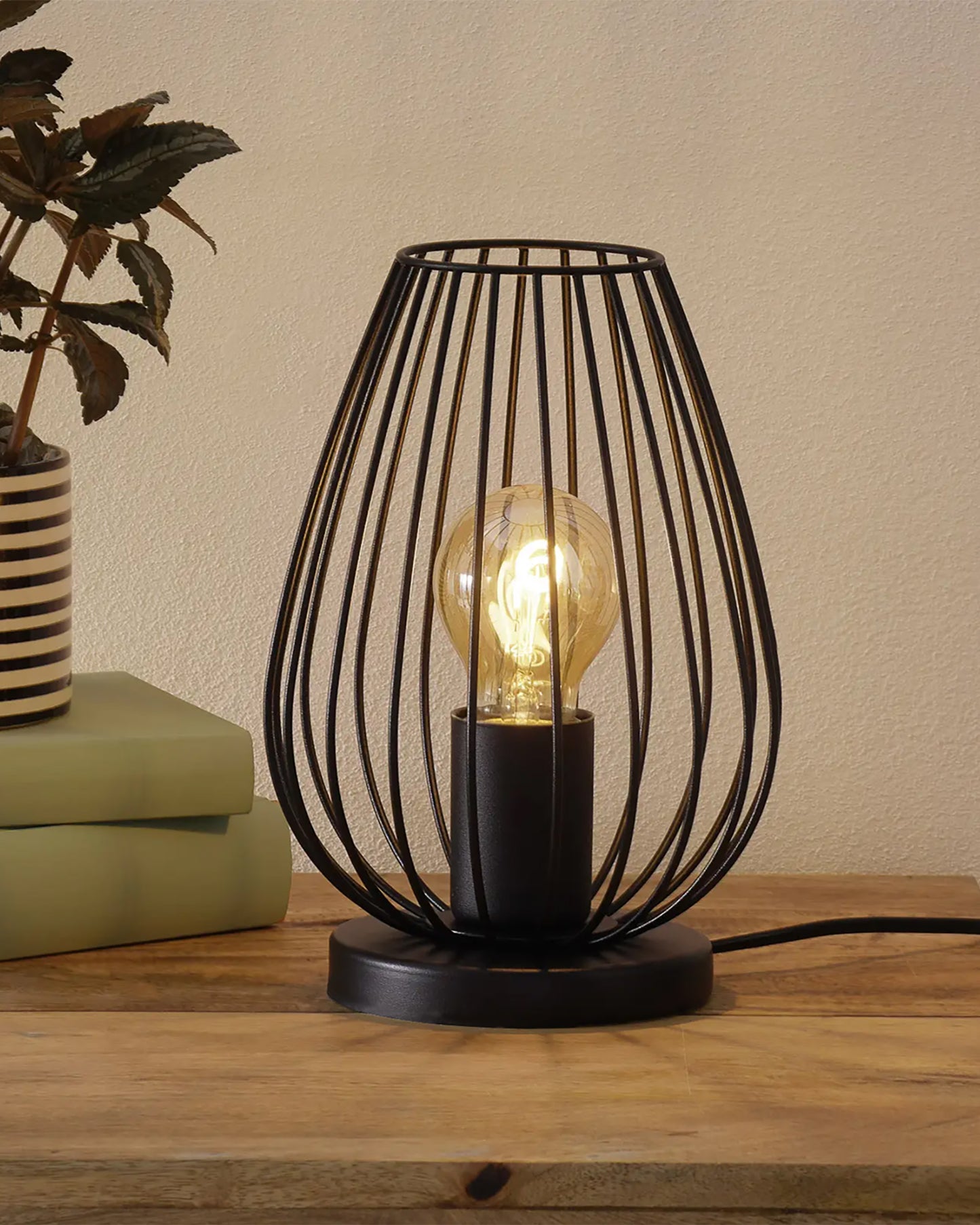 Rugby Metal Cage Table Lamp, Vintage Flame Table Lamp, E27 Decorative Bedside Lamp