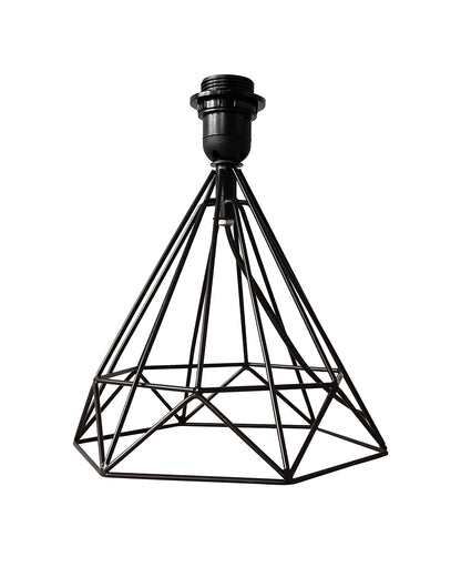 Modern Farmhouse Metal Diamond Desk Table Lamp with Printed Shade Decorative Bed Table Side Matt Black Light