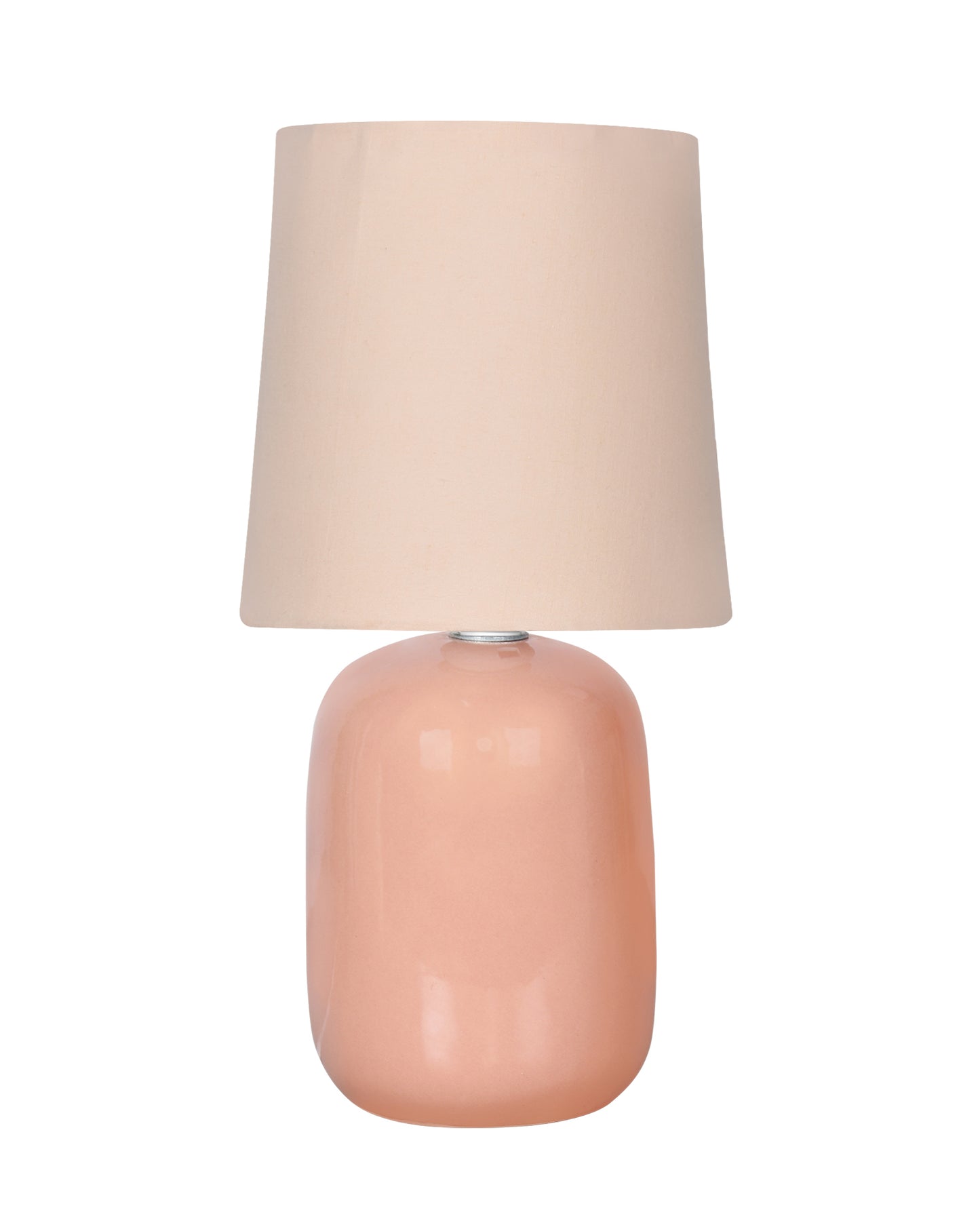 Modern Small Ceramic Table Lamp, Bedside Desk lamp for Living Room Bedroom, Farmhouse Nightstand Lamps Glossy Dovel