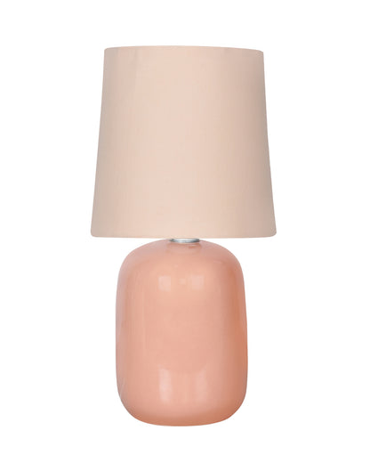 Modern Small Ceramic Table Lamp, Bedside Desk lamp for Living Room Bedroom, Farmhouse Nightstand Lamps Glossy Dovel