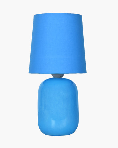 Modern Small Ceramic Table Lamp, Bedside Desk lamp for Living Room Bedroom, Farmhouse Nightstand Lamps Glossy Dovel