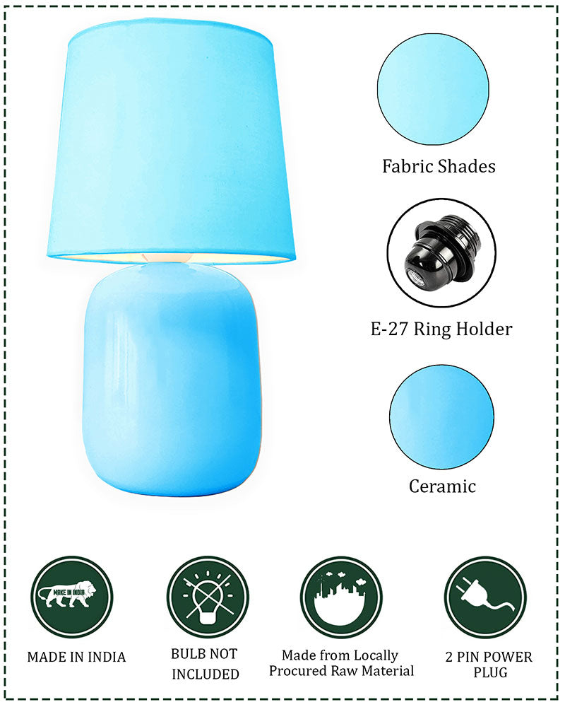 Modern Small Ceramic Table Lamp, Bedside Desk lamp for Living Room Bedroom, Farmhouse Nightstand Lamps Glossy Dovel