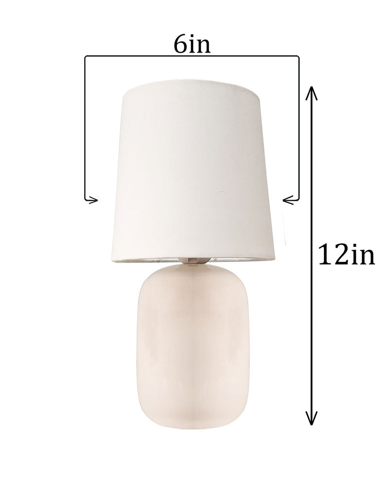 Modern Small Ceramic Table Lamp, Bedside Desk lamp for Living Room Bedroom, Farmhouse Nightstand Lamps Glossy Dovel