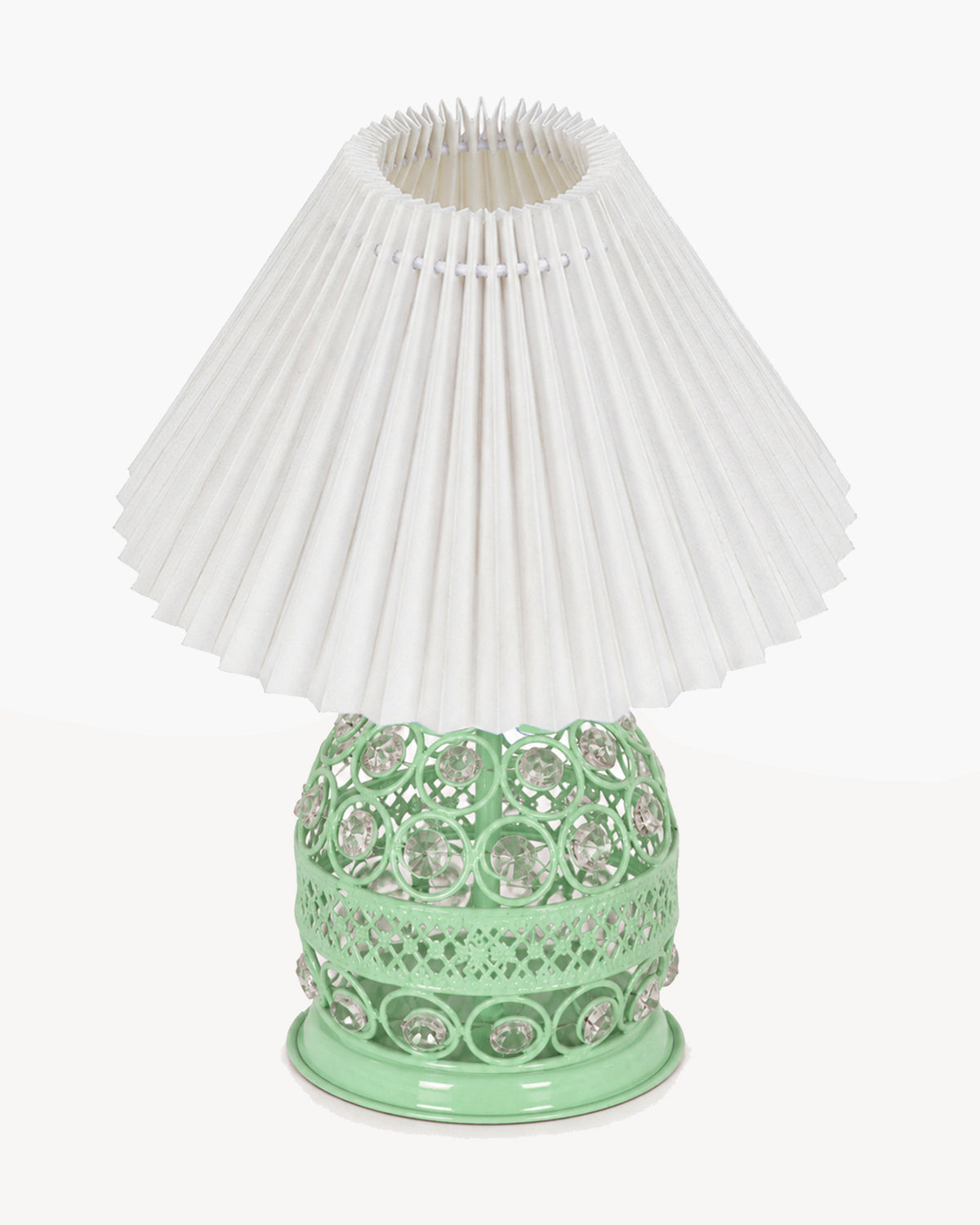 Homesake® Crystal Table Lamp, Metal Bedside Lamp with Pleated Fabric Shade, Decorative Bedroom Nightstand Lamp, Side Table Light for Living Room, Home Decor