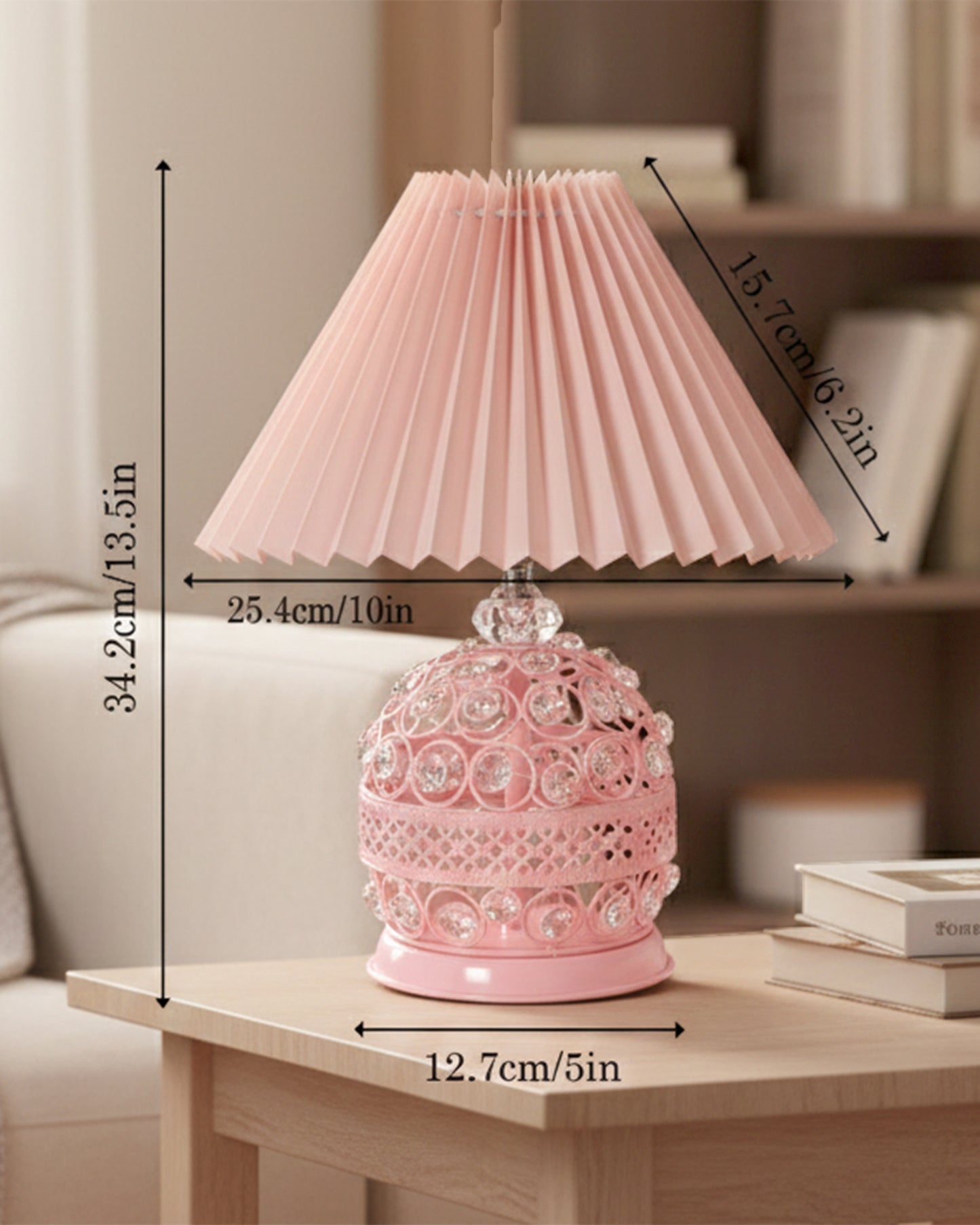 Homesake® Modern Small Crystal Table Lamp,Contemporary Bedroom Bedside Nightstand Lamp,Desk Globe Lamp for Living Room Girls Kids Room