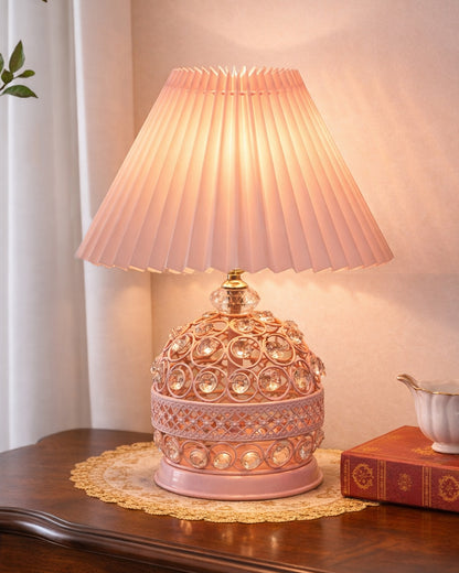 Homesake® Modern Small Crystal Table Lamp,Contemporary Bedroom Bedside Nightstand Lamp,Desk Globe Lamp for Living Room Girls Kids Room