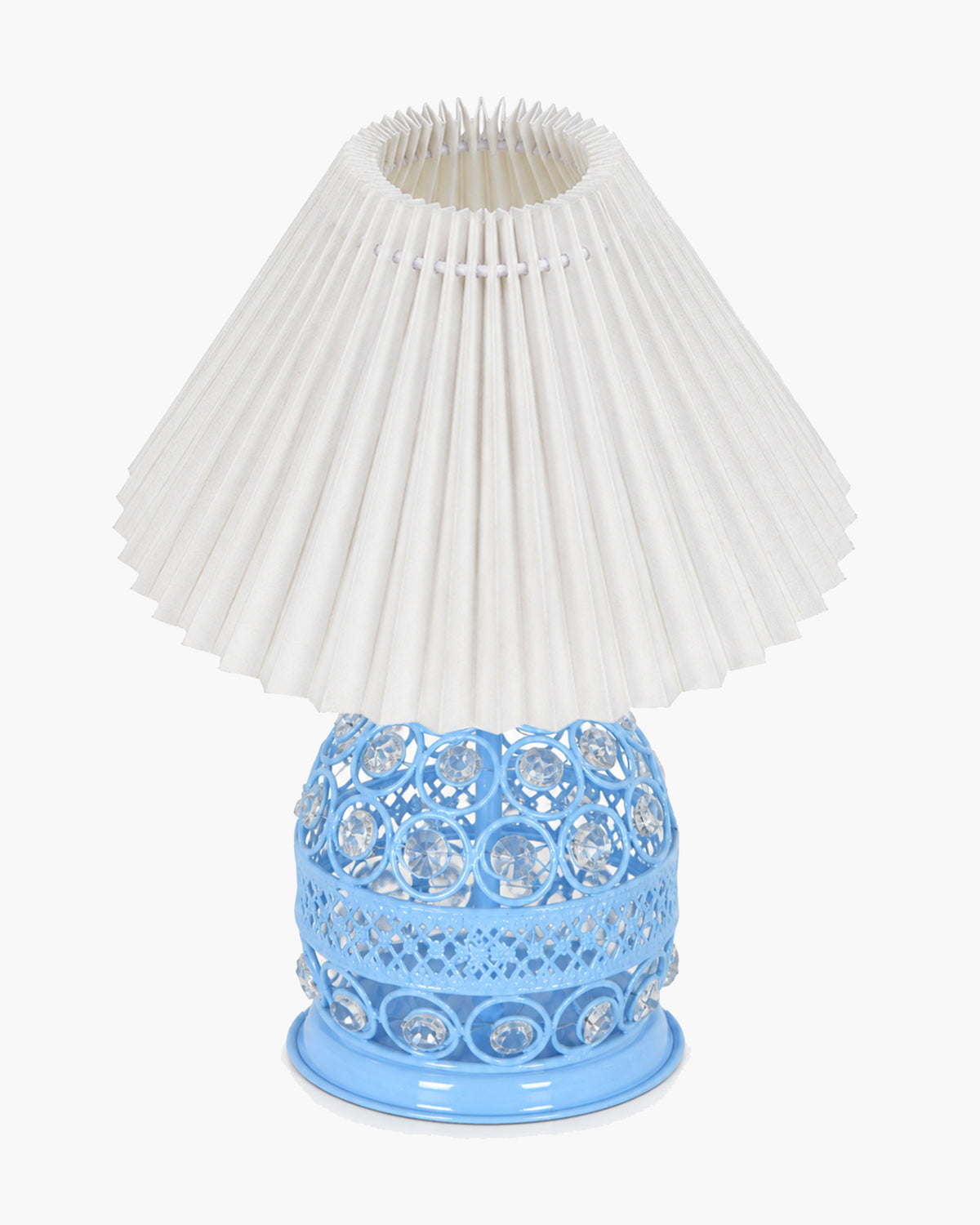 Homesake® Crystal Table Lamp, Metal Bedside Lamp with Pleated Fabric Shade, Decorative Bedroom Nightstand Lamp, Side Table Light for Living Room, Home Decor