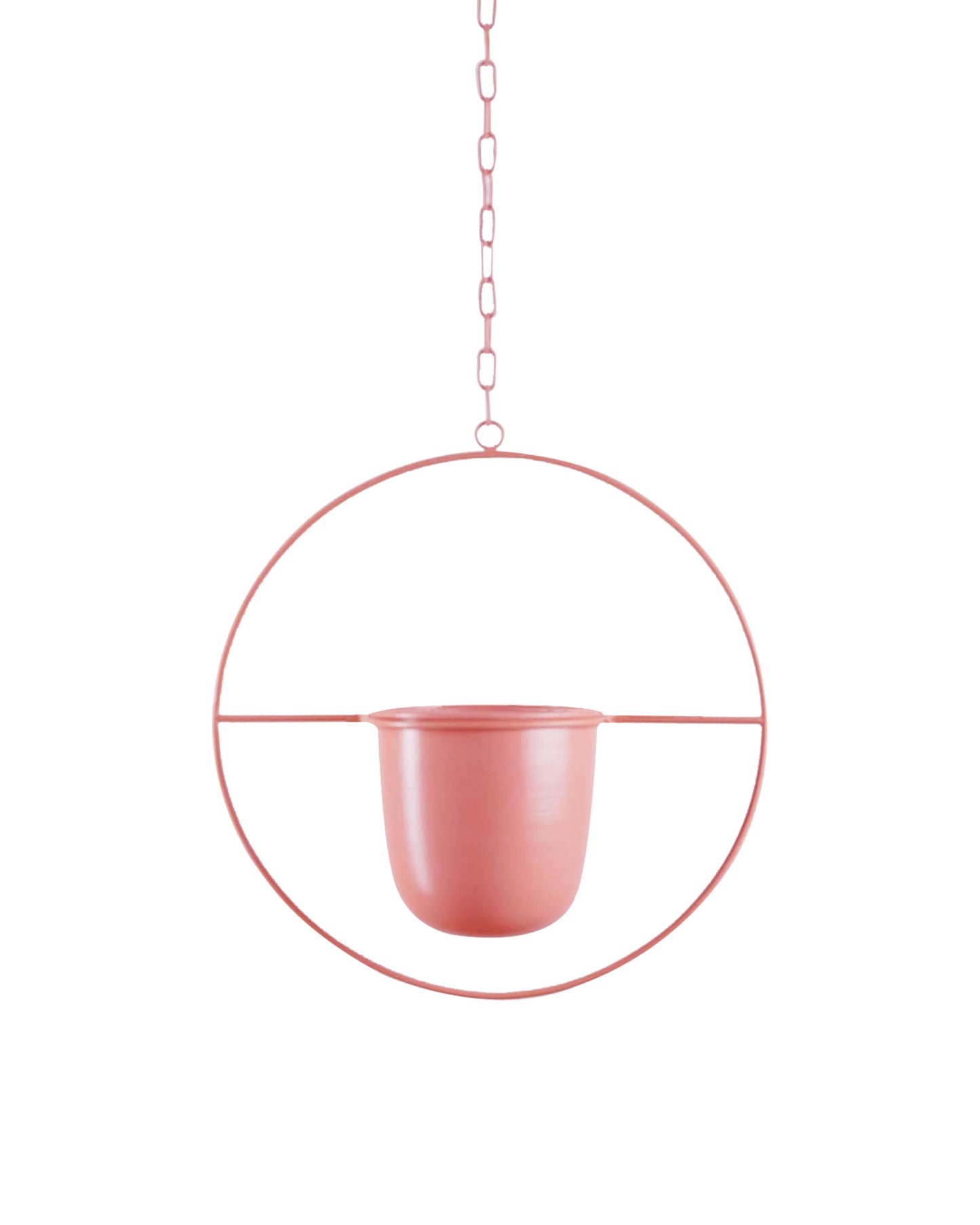 Round Hanging Metal Pot Stand with Planter (14 Inch Dia* 6.75 Inch Pot) for Indoor & Outdoor Plants Living Room Balcony Zen Decoration with hanging chain(Plant is not Included)