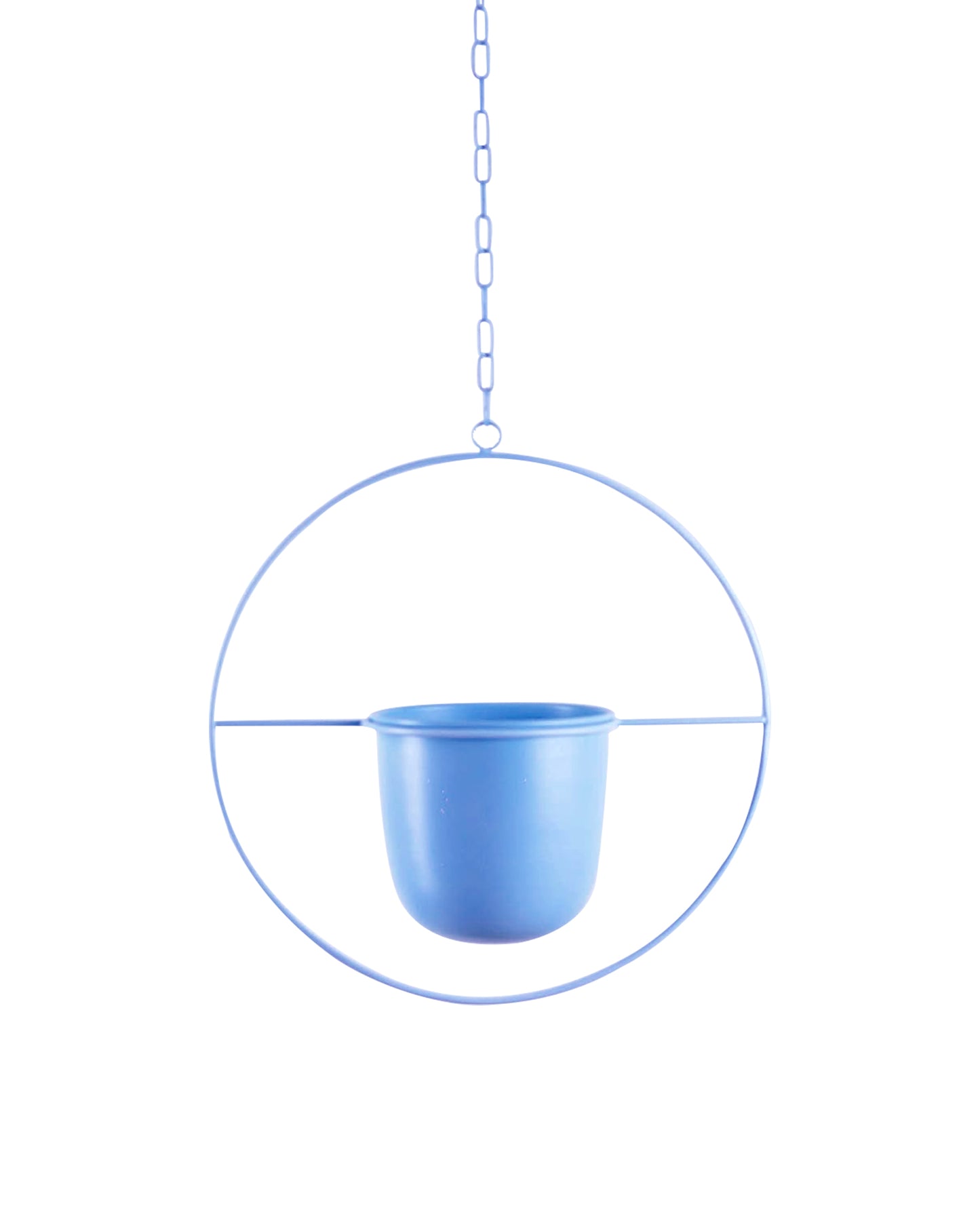 Round Hanging Metal Pot Stand with Planter (14 Inch Dia* 6.75 Inch Pot) for Indoor & Outdoor Plants Living Room Balcony Zen Decoration with hanging chain(Plant is not Included)