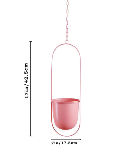 Oval Hanging Metal Pot Stand with Planter (7 Inch Wide* 17 Inch High) for Indoor & Outdoor Plants Living Room Balcony Zen Decoration (Plant is not Included)