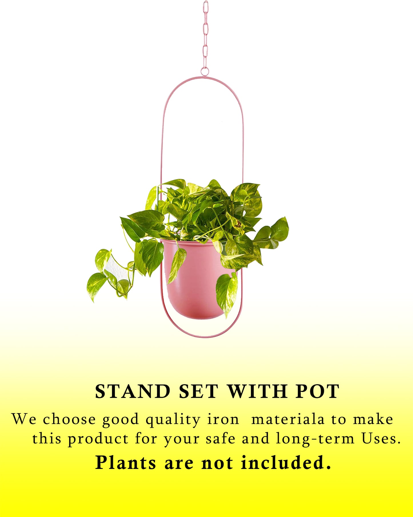 Oval Hanging Metal Pot Stand with Planter (7 Inch Wide* 17 Inch High) for Indoor & Outdoor Plants Living Room Balcony Zen Decoration (Plant is not Included)