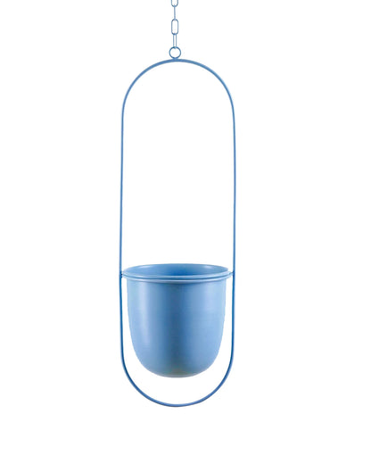 Oval Hanging Metal Pot Stand with Planter (7 Inch Wide* 17 Inch High) for Indoor & Outdoor Plants Living Room Balcony Zen Decoration (Plant is not Included)