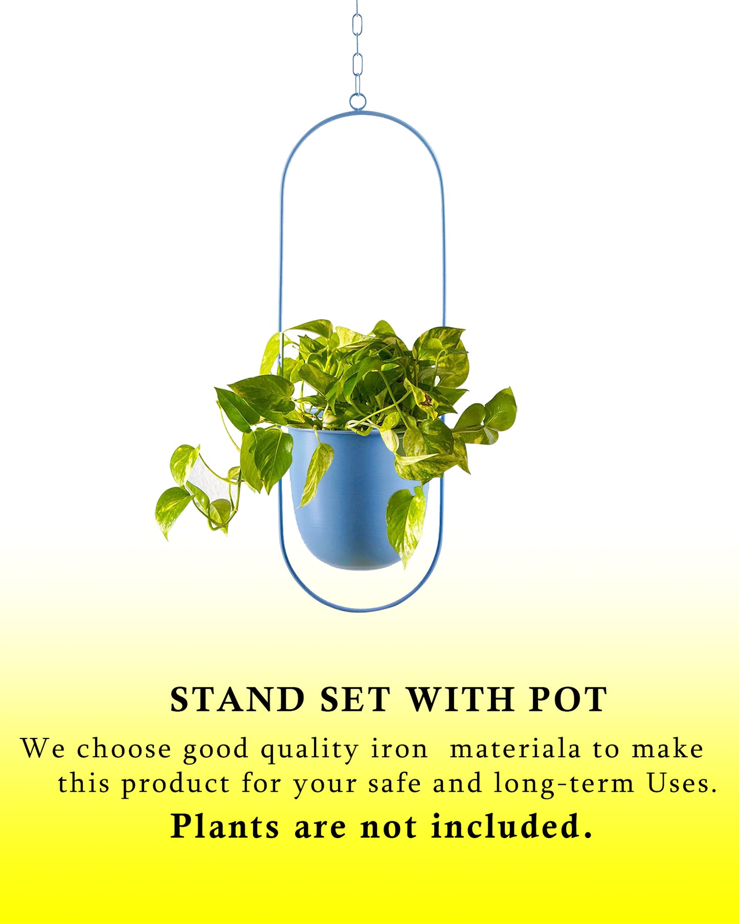 Oval Hanging Metal Pot Stand with Planter (7 Inch Wide* 17 Inch High) for Indoor & Outdoor Plants Living Room Balcony Zen Decoration (Plant is not Included)