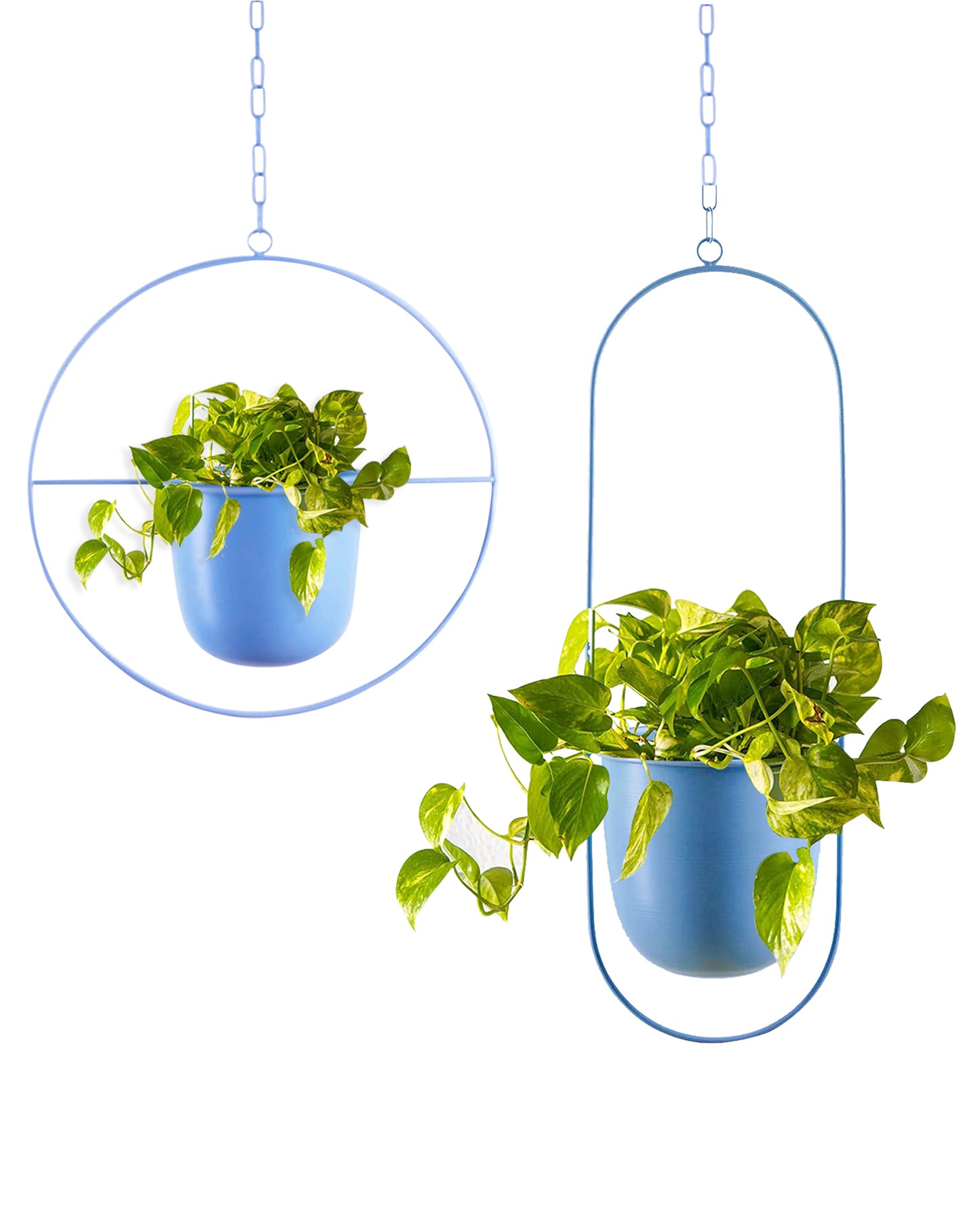 Oval and Round Combo Hanging Metal Pot Stand with Planter for Indoor & Outdoor Plants Living Room Balcony Zen Decoration (Plant is not Included)