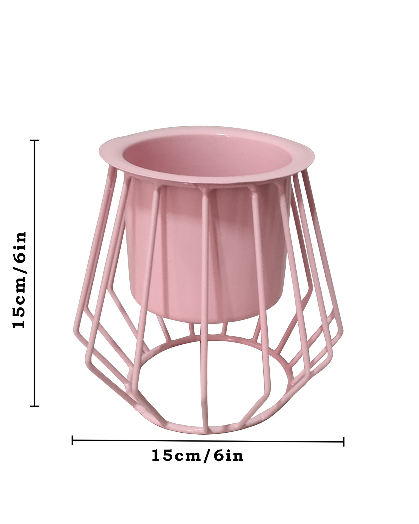 Combo of 2 Table Top Designer Metallic Metal Stand with Planters, Small White Metal Pots for Livingroom, Balcony & Home Decoration, set of 2, Trapezium