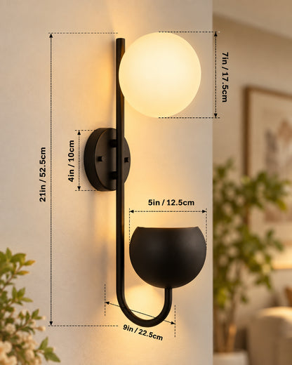 Wall Light Geometric Wall Lamp, Modern Wall Lamp with Storage Planter for Living Room Study Stairs Bedroom Lights Bedside, Elliptical