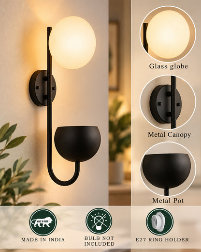 Wall Light Geometric Wall Lamp, Modern Wall Lamp with Storage Planter for Living Room Study Stairs Bedroom Lights Bedside, Elliptical
