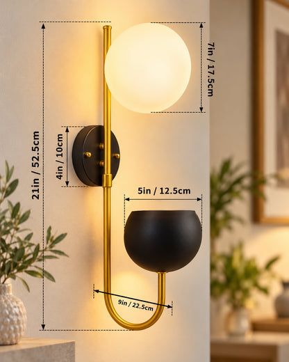 Wall Light Geometric Wall Lamp, Modern Wall Lamp with Storage Planter for Living Room Study Stairs Bedroom Lights Bedside, Elliptical
