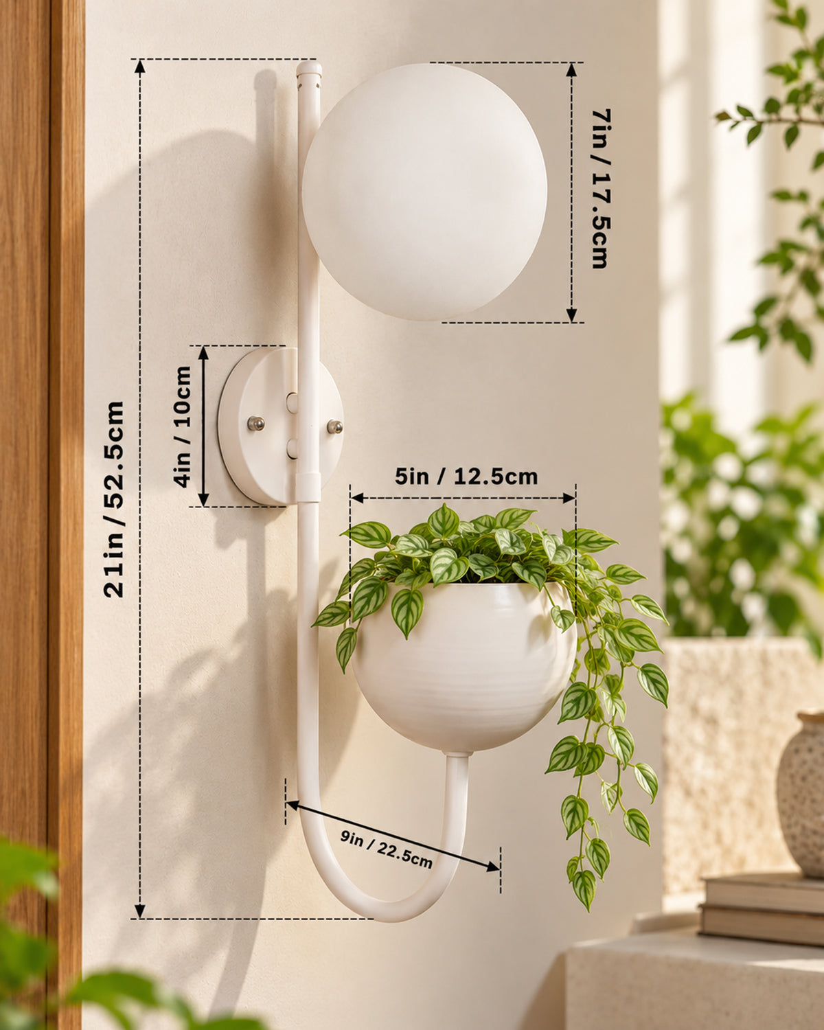 Wall Light Geometric Wall Lamp, Modern Wall Lamp with Storage Planter for Living Room Study Stairs Bedroom Lights Bedside, Elliptical