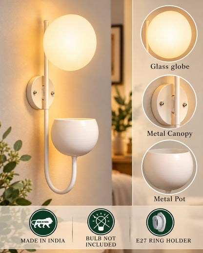 Wall Light Geometric Wall Lamp, Modern Wall Lamp with Storage Planter for Living Room Study Stairs Bedroom Lights Bedside, Elliptical