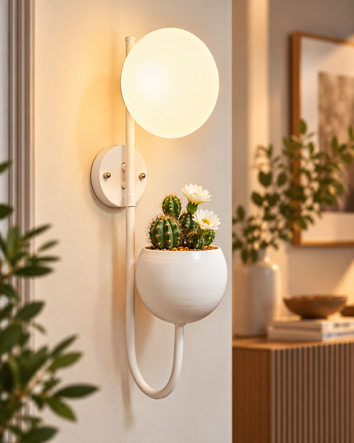 Wall Light Geometric Wall Lamp, Modern Wall Lamp with Storage Planter for Living Room Study Stairs Bedroom Lights Bedside, Elliptical