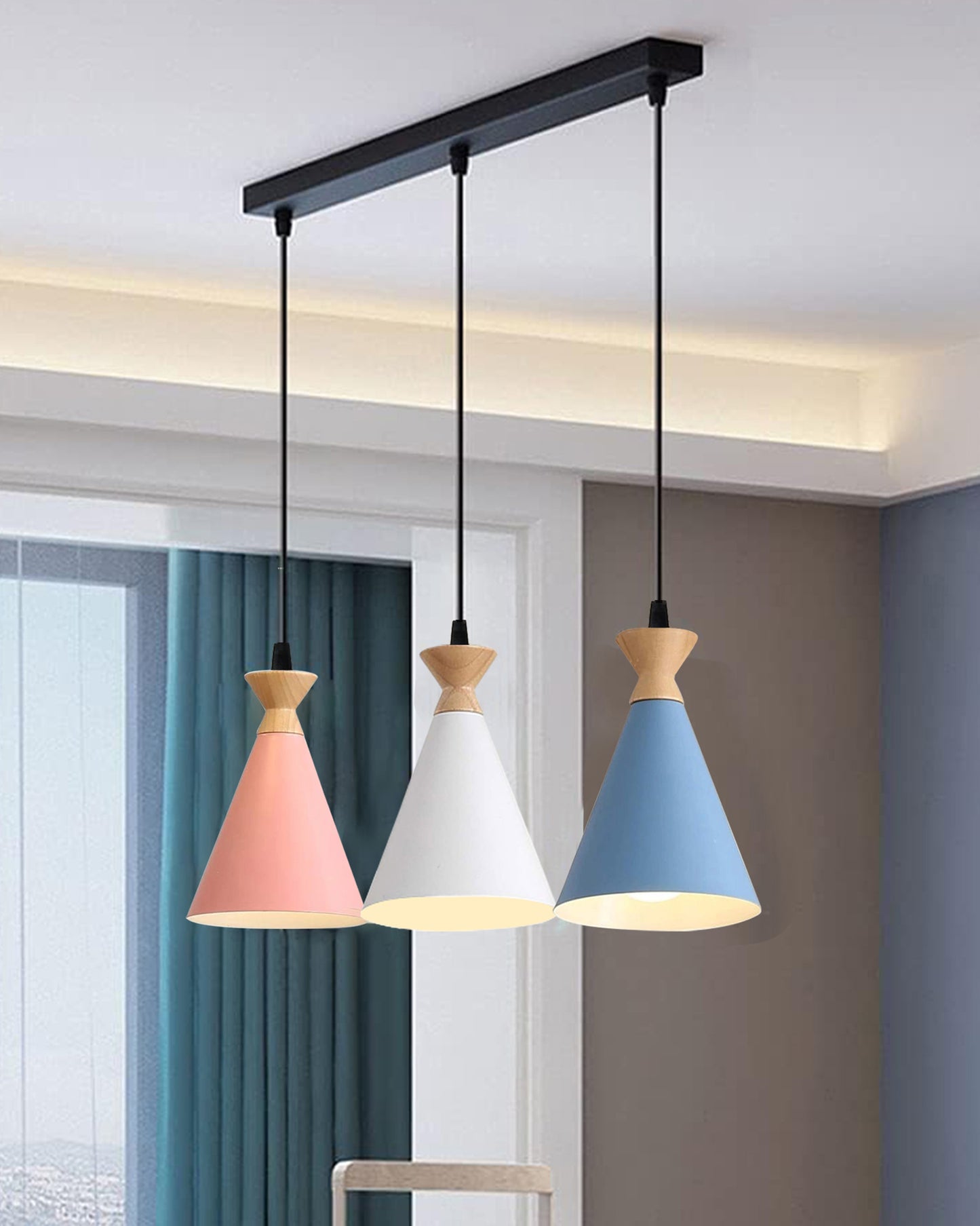 Pendant Lamp Shade for Kitchen Island, Color Metal Minimal Pot Pendant Light Shades, Nordic Style for Bedroom, Living Room, Multi Triangle