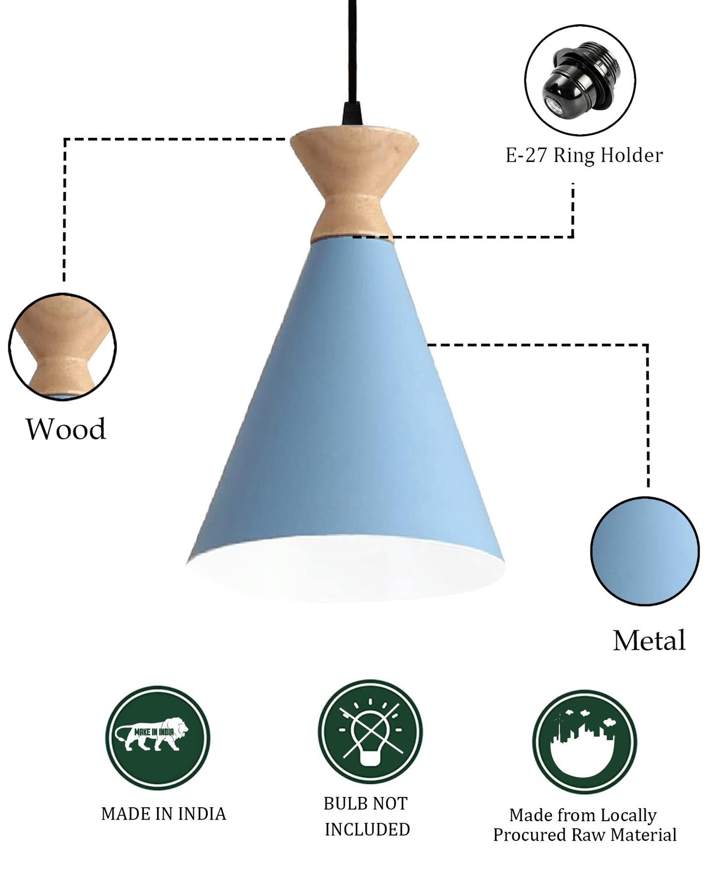 Pendant Lamp Shade for Kitchen Island, Color Metal Minimal Pot Pendant Light Shades, Nordic Wood Bedroom, Living Room, Triangle