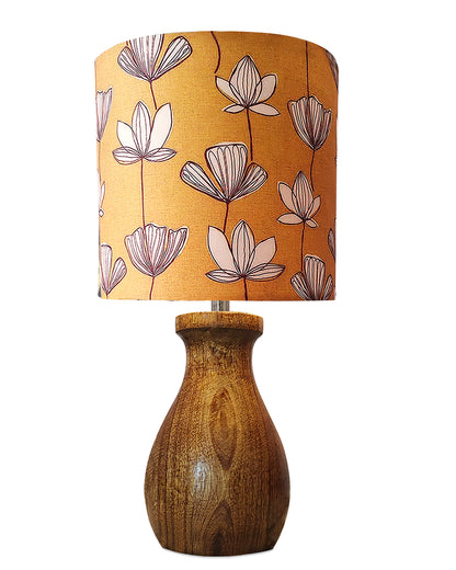Dovel Pot Modern Table Lamp, Wooden Base Modern Fabric Lampshade for Home Office Cafe Restaurant